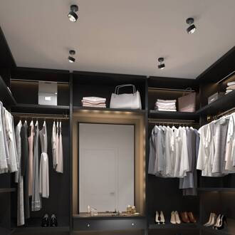 Puk Mini Turn LED spot helder 1-lamp antraciet antraciet mat, chroom, helder