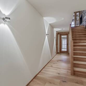 Puk Mini Wall+ LED, heldere lenzen, chroom chroom, helder