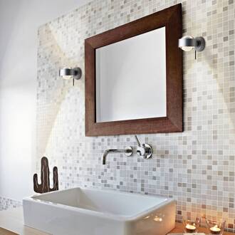 Puk Mini Wall+ LED, heldere lenzen, mat chroom mat chroom, helder
