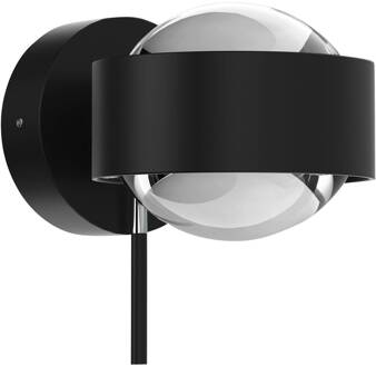 Puk Mini Wall+ LED-lenzen helder, matzwart/chroom matzwart, chroom, transparant