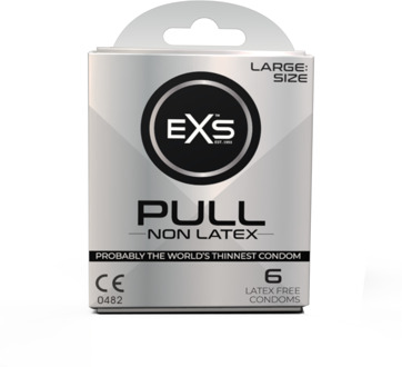 Pull Large XL (60mm) Latexvrije Condooms Met Strip 6 stuks Transparant - 60 (omtrek 12-13 cm)