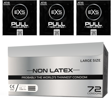 Pull Large XL (60mm) Latexvrije Condooms Met Strip 72 stuks Transparant - 60 (omtrek 12-13 cm)