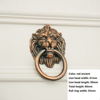 Pull Ring Deurklopper Animal Hoofd Massief Hout Gouden Leeuw Hoofd Houten Deur Handvat Pull Ring Push-Pull Antieke ouderwetse Hand Zilver