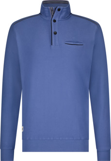 Pullover Half Zip Jacquard Mid  Blue  4XL Blauw