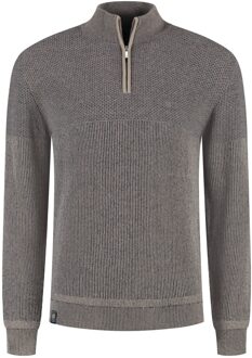 Pullover Half Zip Plated Tuck Mid Brown  XL Bruin