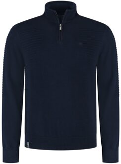 Pullover Half Zip Ribs At Side Navy  3XL
