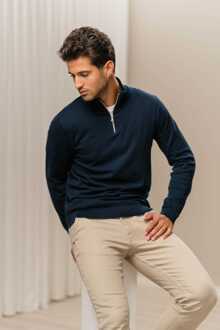 Pullover Halve Rits - Marine - maat L Navy