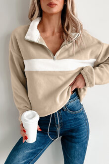 Pullover Kleurblok Sweater - maat XL Beige