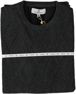 Pullover Premium Crew Neck Argyle Struct. Mid Grey 3XL Grijs