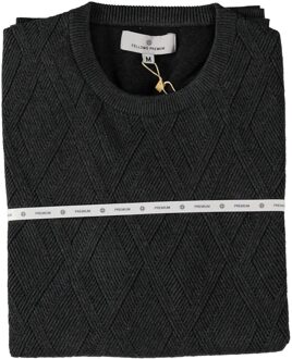 Pullover Premium Crew Neck Argyle Struct. Mid Grey  XXL Grijs