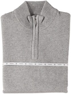 Pullover Premium Half Zip Jersey Knit Grey Mel.  L Grijs