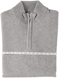 Pullover Premium Half Zip Jersey Knit Grey Mel.  XL Grijs