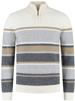 Pullover Premium Half Zip Stripes Multicolor  2XL Wit, Multicolor, Beige