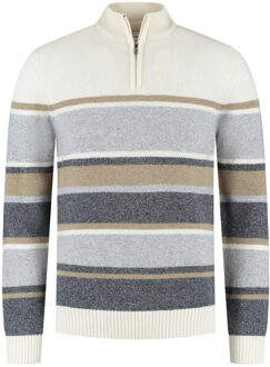Pullover Premium Half Zip Stripes Multicolor  XL Wit, Multicolor, Beige