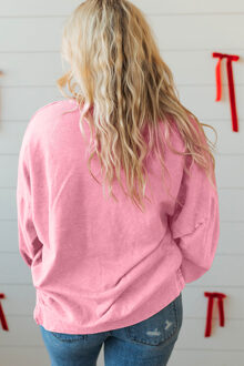 Pullover Sweatshirt met Strikdetail - maat 2XL Lichtroze