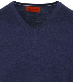 Pullover V-Hals Merino Kobalt Blauw Donkerblauw