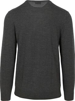 Pullover V-Hals Merinowol Antraciet Grijs - S