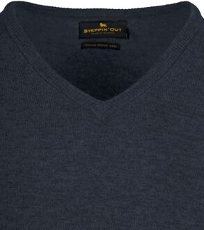 Pullover V-hals Merinowol Navy Donkerblauw - L,M,S,XL,XXL