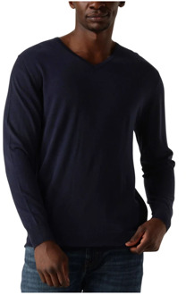 Pullover V-Hals Merinowol Navy Donkerblauw - L,M,S