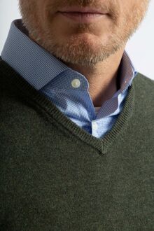 Pullover V-hals Merinowol Olijfgroen Donkergroen - L,M,XL,XXL