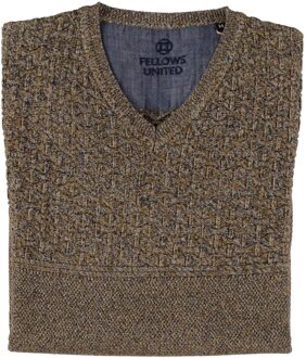 Pullover V-Neck Structure Knit Oker  XL