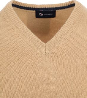 Pullover Wol V-Hals Beige - 3XL,L,M,XL,XXL