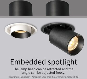 PULUOTI Flexibele Hoek Aanpassing Telescopische Lamp Houder Ingebed Spotlight warm licht / 12W zwart