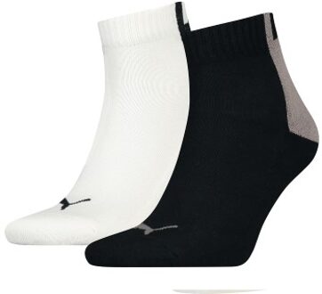 PUMA 2 stuks Men Logo Block Quarter Socks * Actie * Zwart,Versch.kleure/Patroon,Wit - Maat 39/42,Maat 43/46