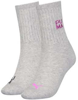 PUMA 2 stuks Women Slouch Sock * Actie * Zwart,Grijs - Maat 35/38,Maat 39/42