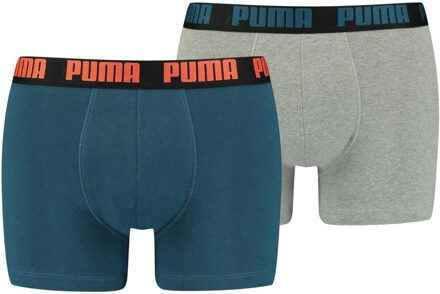 PUMA Basic Boxer 2P - Ondergoed Heren Blauw - XXL