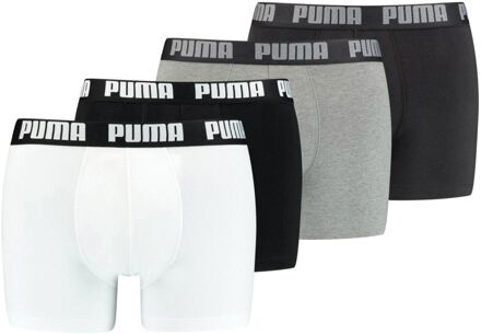 PUMA Basic Boxershorts Heren (4-pack) wit - zwart - licht grijs - M