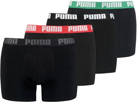 PUMA Basic Boxershorts Heren (4-pack) zwart - wit - groen - rood - L