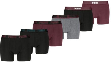 PUMA Boxershorts 6-pack Black / Burgundy / Grey-XL - XL