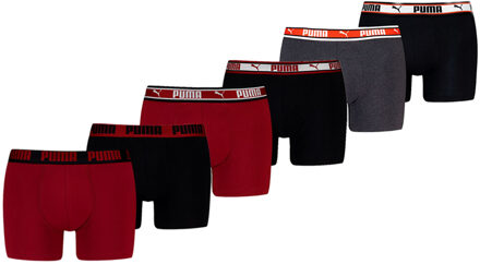 PUMA Boxershorts 6-pack Burgundy / Black-M - M