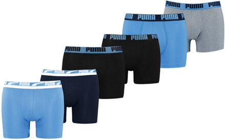 PUMA Boxershorts 6-pack Regal Blue / Black / Mid Grey-M Blauw,Grijs,Zwart