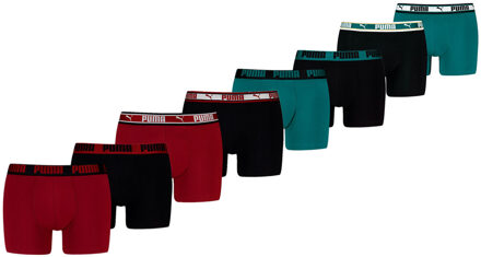 PUMA Boxershorts 8-pack Burgundy / Seagreen-M - M