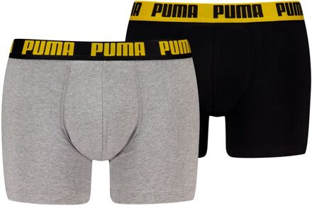 PUMA Boxershorts Basic 2-pack Grey/Black/Yellow-XL - XL