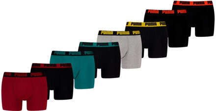 PUMA Boxershorts Basic 8-pack Burgundy / Seagreen / Black / Grey-S