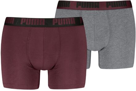 PUMA Boxershorts Everyday Basic 2-pack Burgundy / Grey Melange-L - L