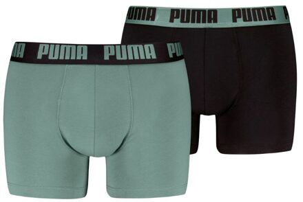 PUMA Boxershorts Everyday Basic 2-pack Dark Sage / Black-L Groen / Zwart - L