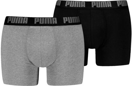 PUMA Boxershorts Everyday Basic 2-pack Grey Melange / Black-L Grijs,Zwart - L