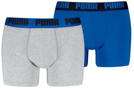 PUMA Boxershorts Everyday Basic 2-pack Light Grey Melange / Blue-L Grijs / Blauw