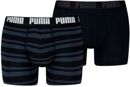 PUMA Boxershorts Everyday Heritage Stripe 2-pack Black / Black-L Zwart - L