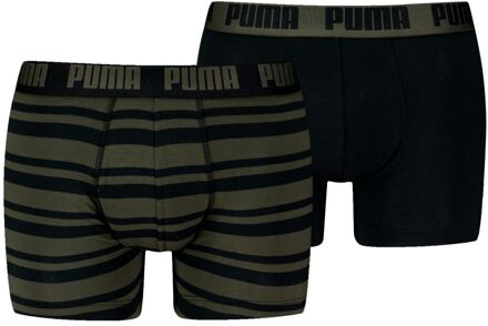 PUMA Boxershorts Everyday Heritage Stripe 2-pack Forest Night Tonal-M Groen - M