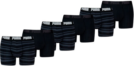 PUMA Boxershorts Everyday Heritage Stripe 6-pack Black / Black-L Zwart - L