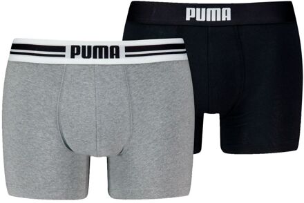 PUMA Boxershorts Everyday Placed Logo 2-pack Grey Melange / Black-L Zwart,Grijs