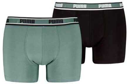 PUMA Boxershorts Logo Elastic 2-pack Dark Sage / Black-M Groen / Zwart - M
