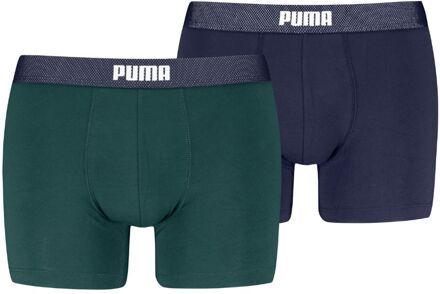 PUMA Boxershorts Mesh Waistband 2-pack Green / Navy-XXL - XXL