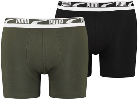 PUMA Boxershorts Multi Logo 2-pack Forest Night-S Groen,Zwart - S