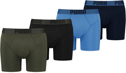 PUMA Boxershorts New Pouch 4-pack Forest Night / Regal Blue-L Blauw,Groen,Zwart - L